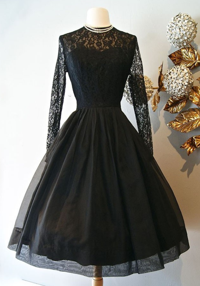 Black Long Sleeves Homecoming Dress Black Party Dress Y2259 main image 1