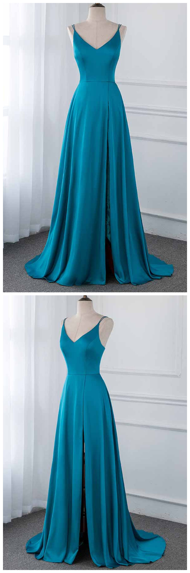 Fashion Fux 220 Emerald Silk Satin Long Prom Dresses Backless Formal Women Evening Gown