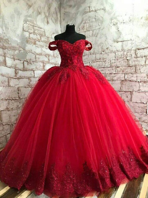 Fashion Lux Red Prom Dress, Gothic Prom Dress, Red Lace Prom Dress