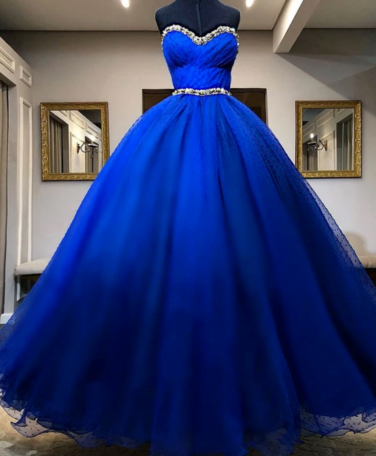 Fashion Lux Fashion Sweetheart Neck Dark Blue Tulle Ball Gown Prom Dress, Formal Evening Dress