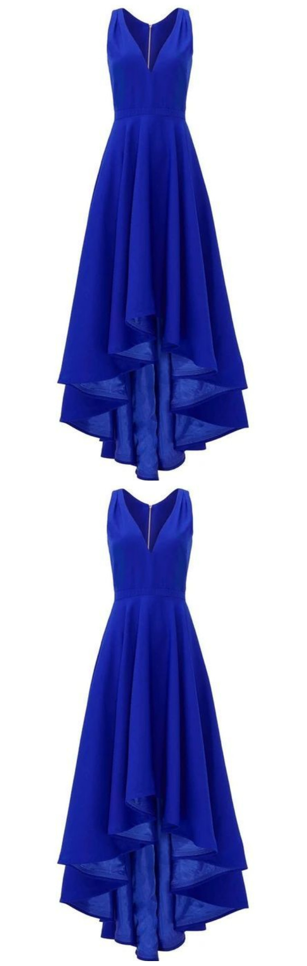 high low royal blue bridesmaid dresses Chicsew Mismatched Royal Blue Satin Long Bridesmaid Dresses Sexy Side Split Mermaid / Mix and Match Bridesmaid dresses, Royal-Blue / D
