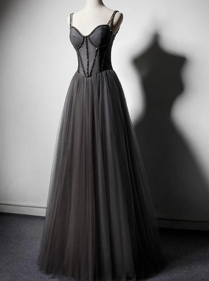 Dark gray long gown best sale