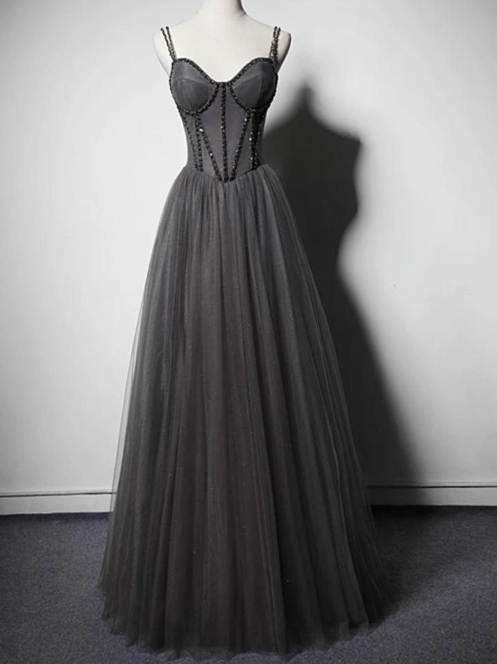 GREY PRINT DRESS LONG