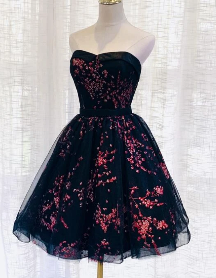 Tulle Scoop Homecoming Dress, Lovely Black Party Dress