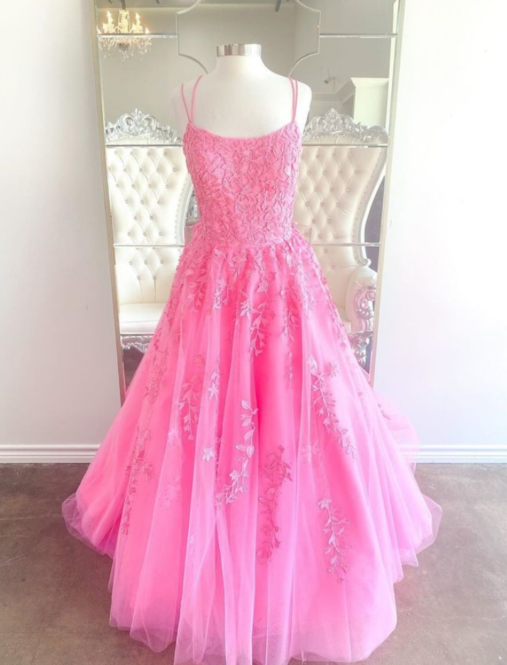 A-line Tulle And Lace Long Prom Dress
