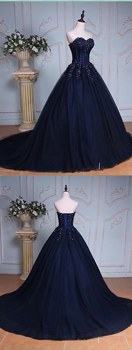 open lace back dress Sweetheart Prom Ball Gown Dresses 3D Lace Flowers Beaded