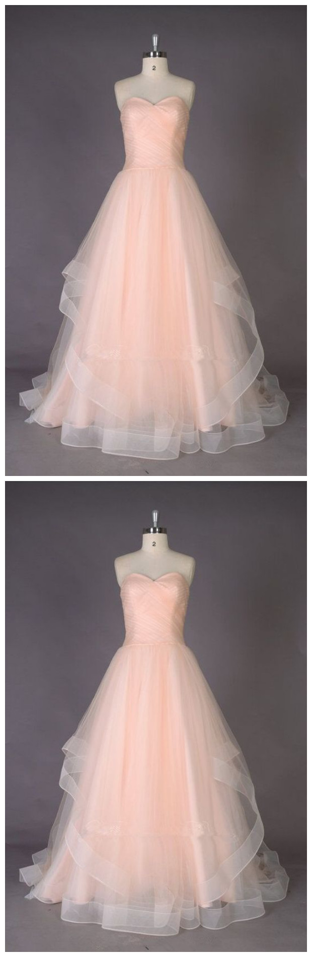 Sweetheart Long Prom Dress,lovely Light Pink Handmade Tulle Sweetheart Prom Gown, Prom Gowns