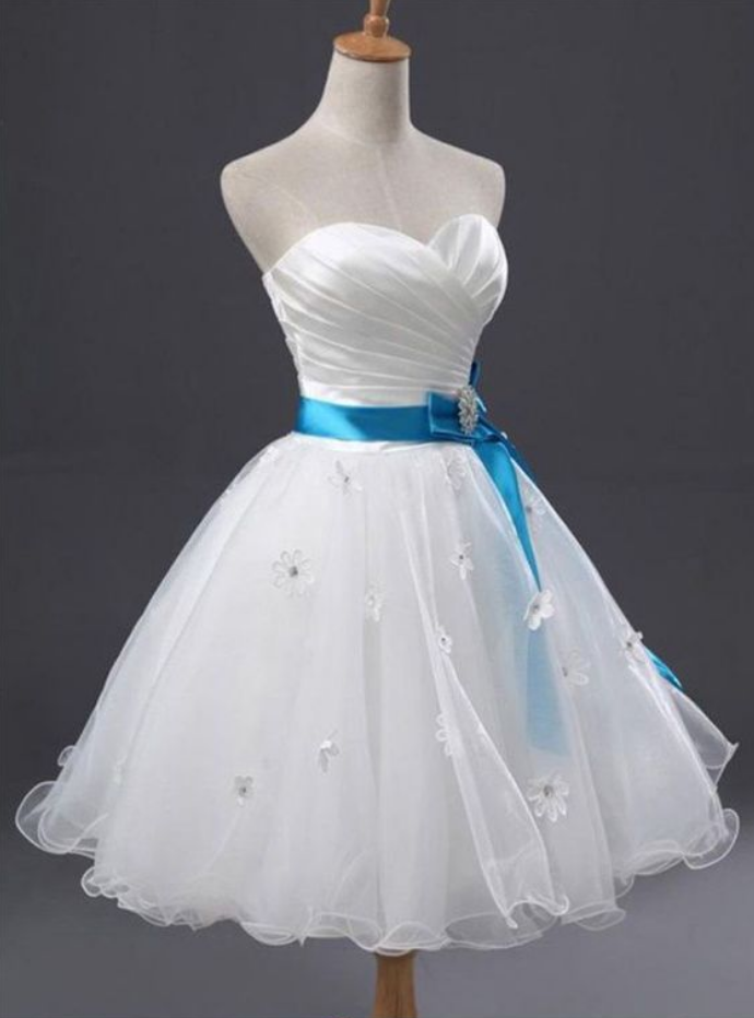 Outlet Belt/sash/ribbon ,white Prom, Party Dresses, Easy ,short Sweetheart ,sleeveless Dresses, Evening Dresses