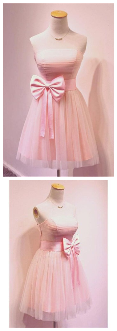 Girly Simple Short ,pink Strapless Homecoming Dresses ,formal Party Gown ,evening Gowns