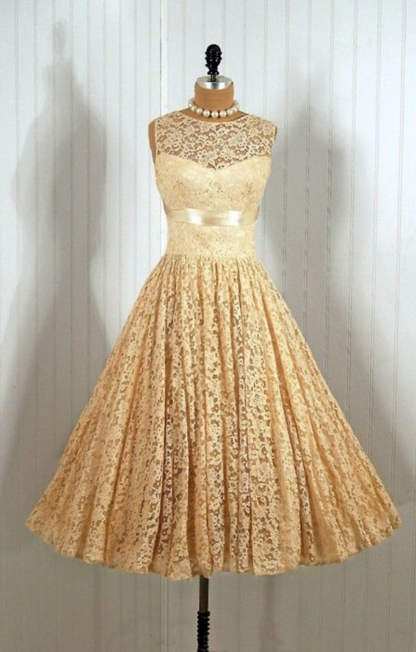Homecoming Dress, Vintage Ball Gown Homecoming Dresses Crew Neck Yellow Lace Mini Short Cocktail Dress Party Gowns Prom Dress,graduation