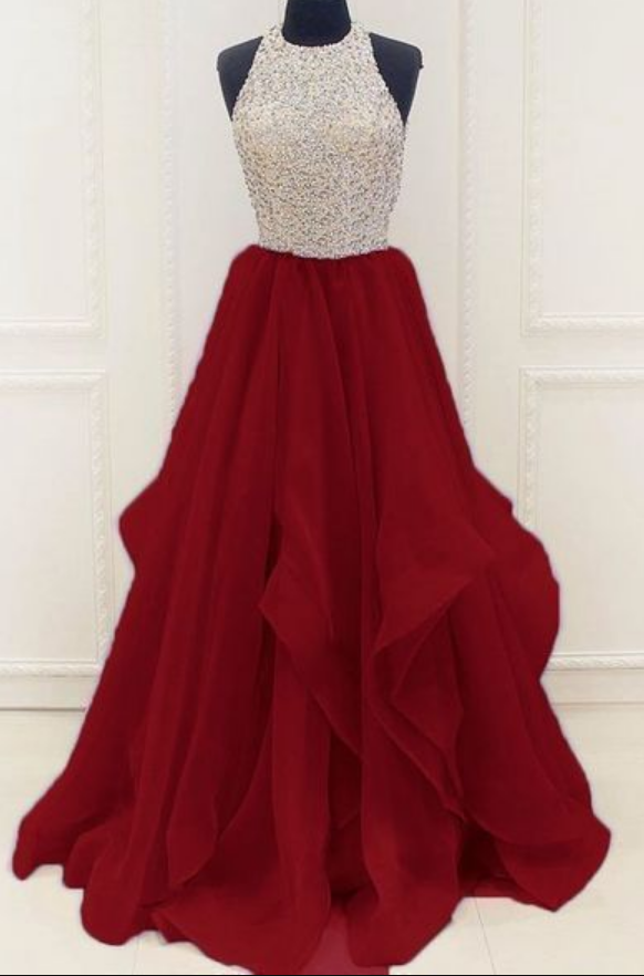 Beaded Prom Dresses Tulle Sweet 16 Party Gown