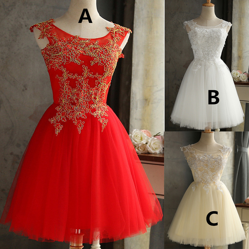 Short Red Bridesmaid Dress,short A Line Lace Applique Champagne Bridesmaid Dresses,elegant Short Prom Dresses Party Evening Gown