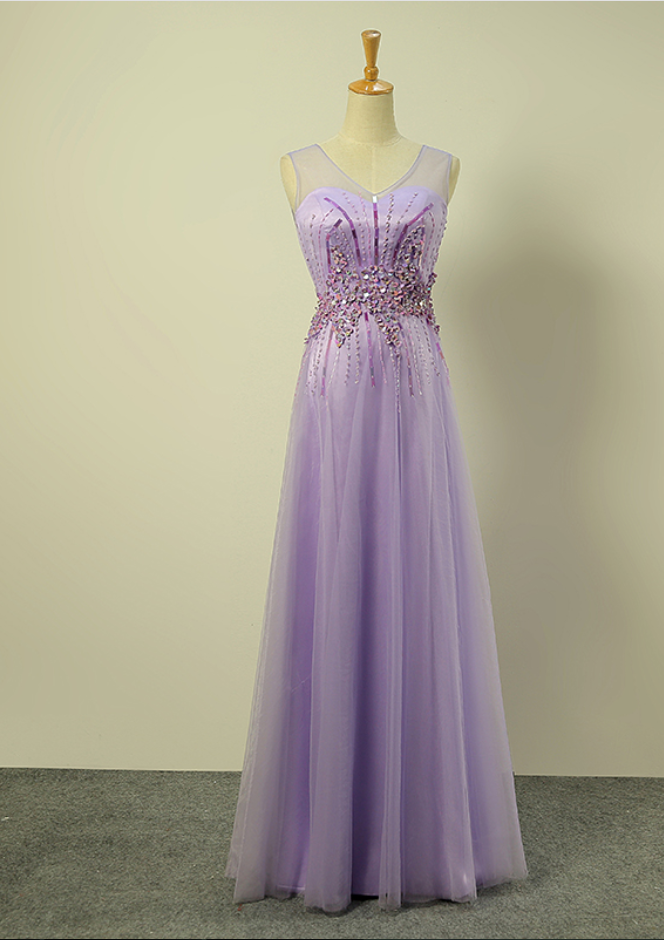 Sparkly Floor Length Light Purple V Neck Sequined Prom Dresses 2016 - Evening Gowns, Formal Dresses
