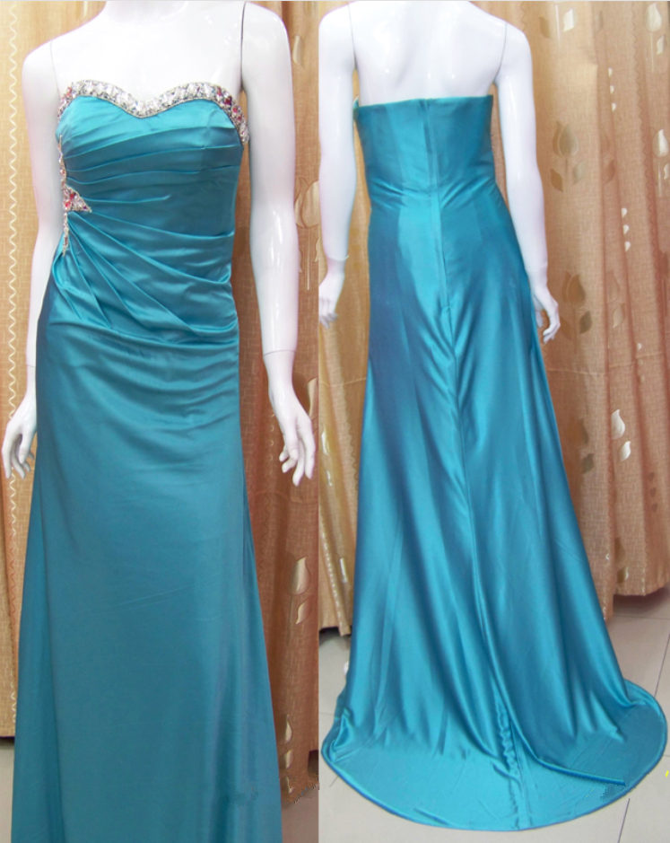 Strapless Blue Bridesmaid Dress,floor Length Sheath Blue Bridesmaid Dresses,elegant Long Prom Dresses Party Evening Gown