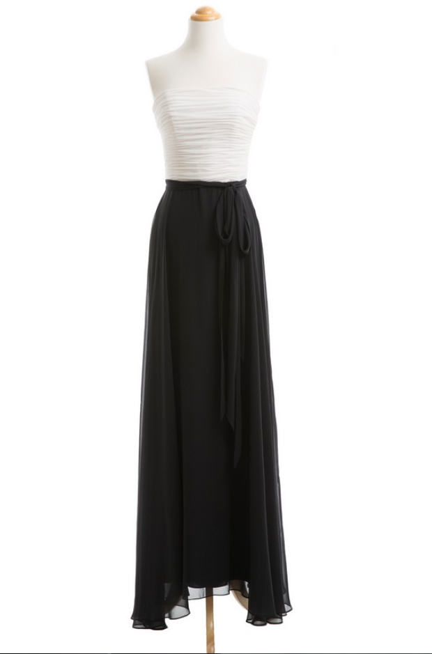black and white chiffon bridesmaid dresses Unique Black White Chiffon Cutout Halter Convertible Bridal Prom Dress, Black