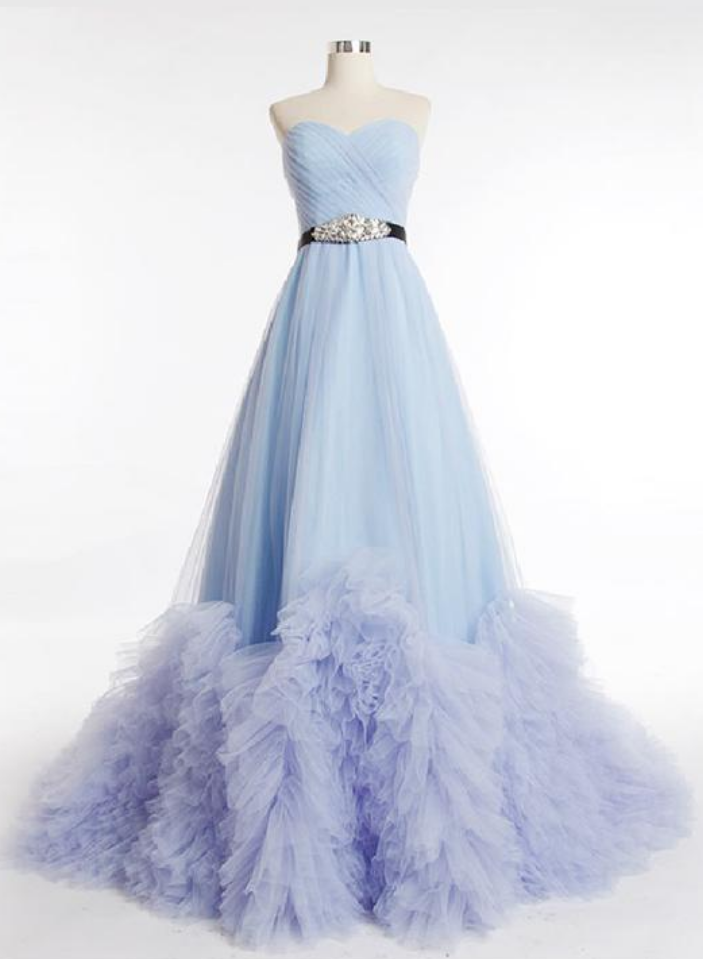 Strapless Tulle A-line Princess Formal Evening Dress