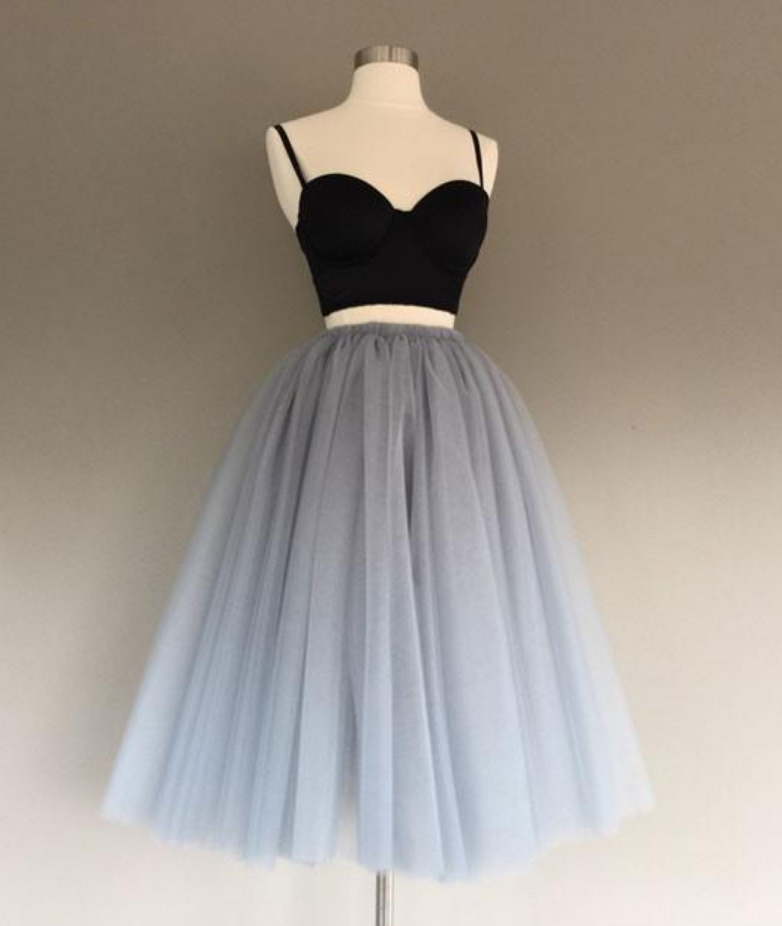 Tulle Two Pieces Short Prom Dresses, Cute Homecoming Dress