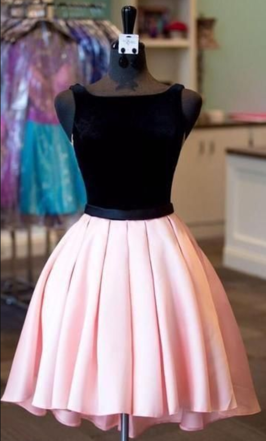 Black And Pink Short Homecoming Dress
