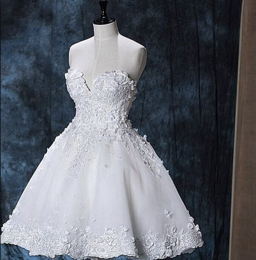 Chic Lace Sweetheart White Homecoming Dresses,short Prom Dress,fashion Homecoming Dress,sexy Party Dress,custom Made Evening Dress