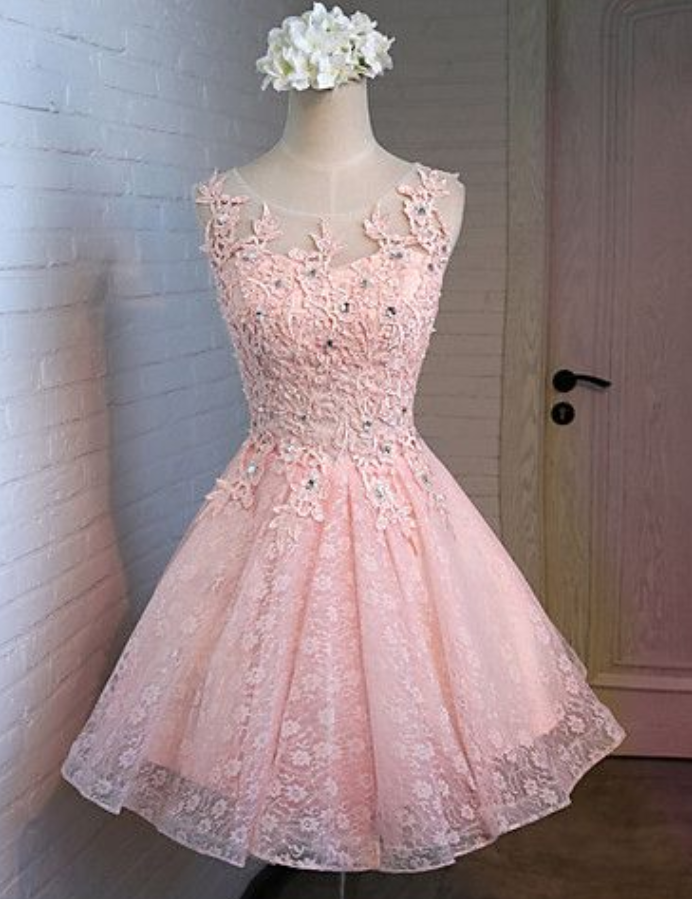 Pink Homecoming Dresses,lace Prom Dress,fashion Homecoming Dress,sexy Party Dress,custom Made Evening Dress
