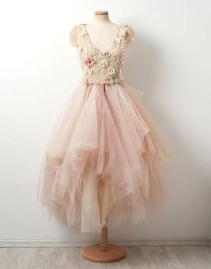 V Neck Tulle Short Prom Dress, Cute Homecoming Dress,sexy Formal Evening Dress,custom Made