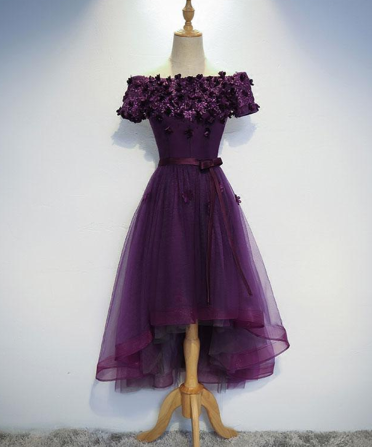 dark purple dress homecoming Dark Purple Tulle Prom Homecoming Dress Short Party Dress fg7700
