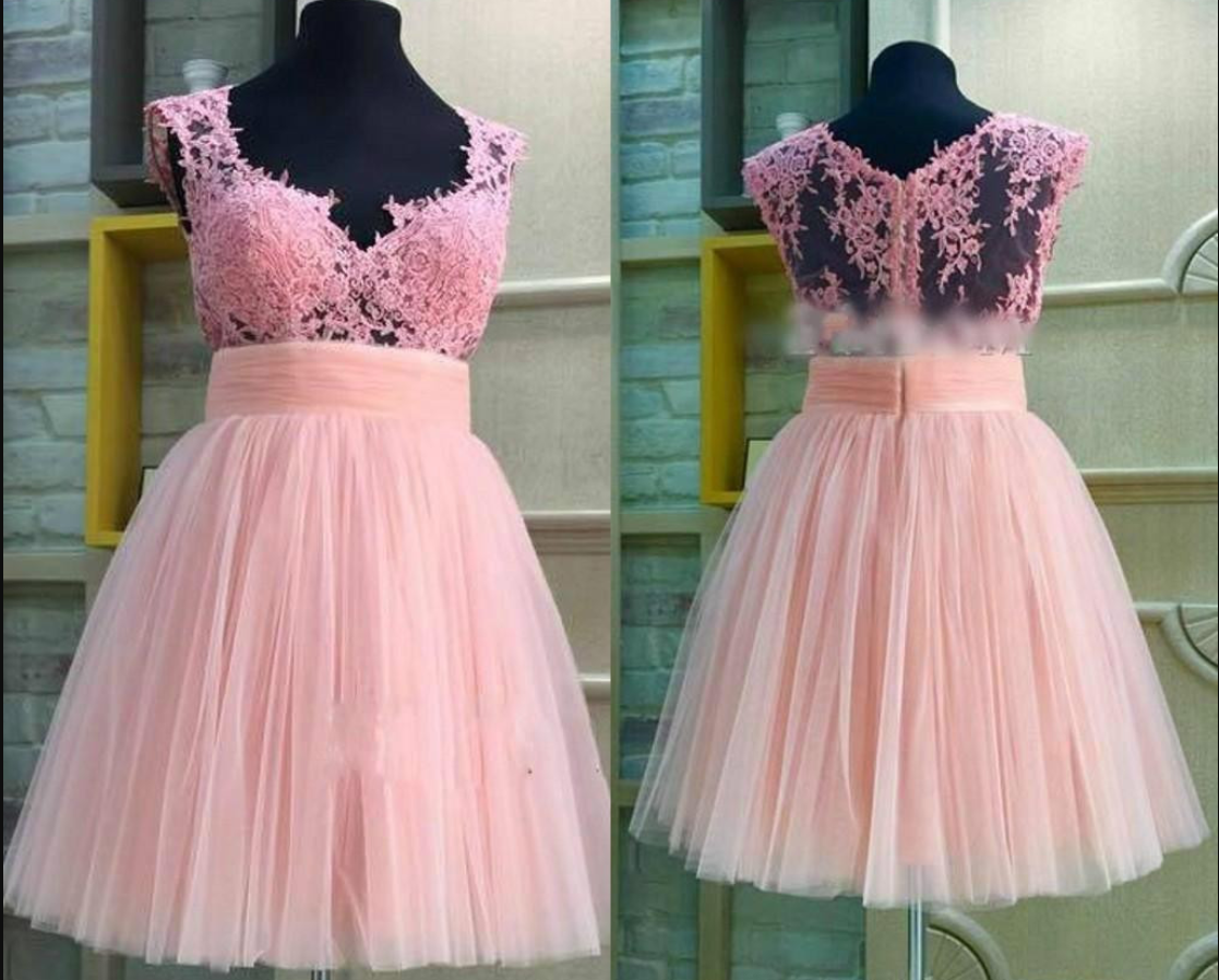 Cap Sleeves Short Homecoming Dress With Sheer Bodice