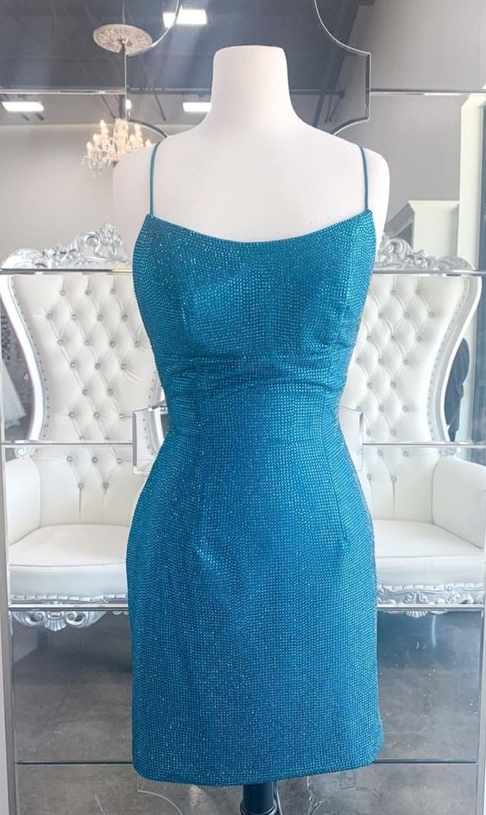 Straps Mermaid Sequin Homecoming Dress With Lace-up Back