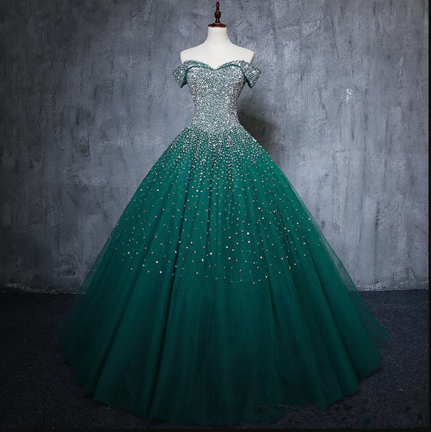 Sweetheart Beading Sequins Green Ball Gown Quinceanera Dresses Plus Size Sweet 16 Dresses Debutante 15 Year Formal Party Dress