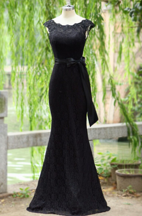 Black Prom Dress,mermaid Prom Dress,lace Prom Gown,simpleprom Dresses,sexy Evening Gowns,cap Sleeves Evening Gown,modest Party Dress For Teens