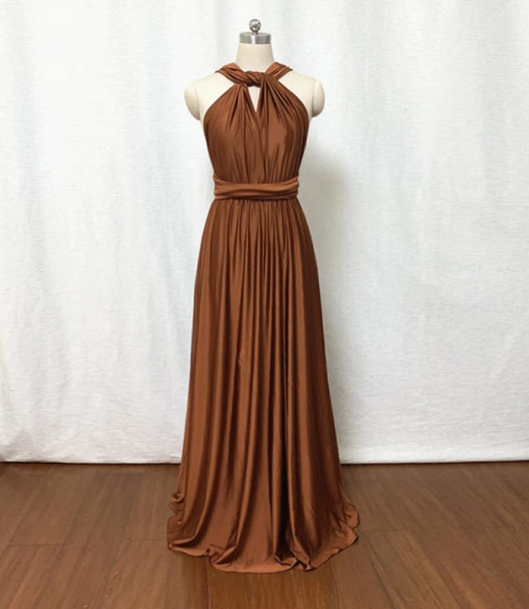 Burnt Orange Jersey Convertible Dress Bridesmaid Maxi Dress
