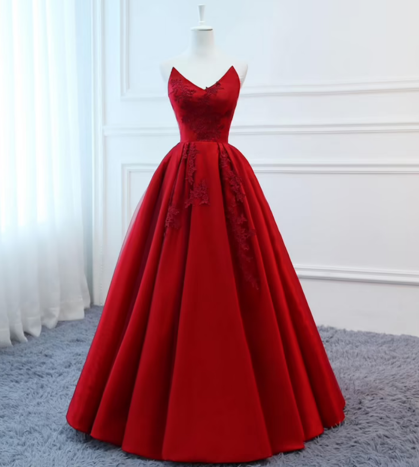 Prom Dresses High Quality Silk Satin 2022 Modest Prom Dresses Long Red Wedding Evening Dress Floral Tulle Women Formal Party Gown Bride Gown