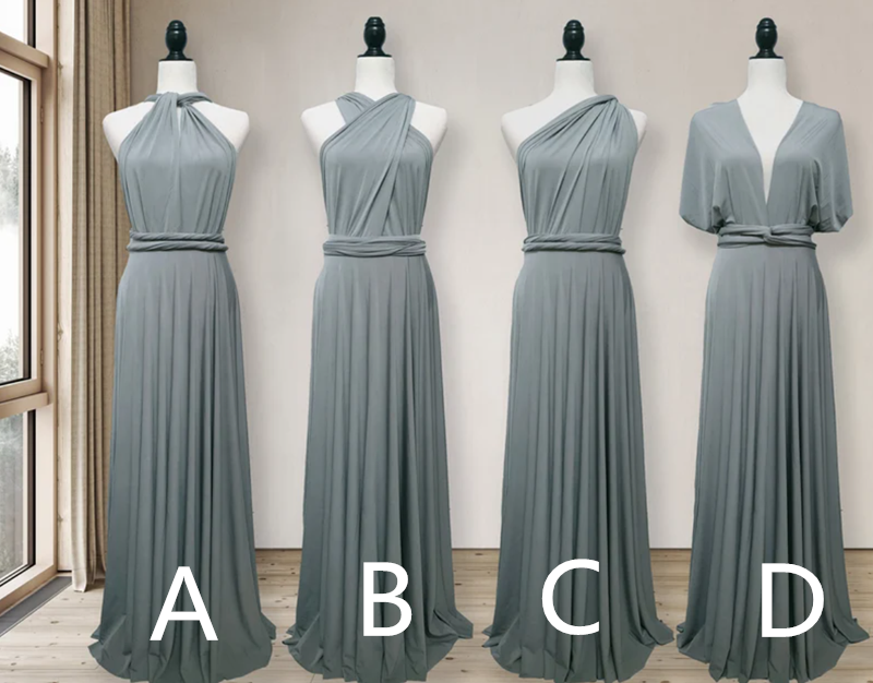 Bridesmaid Dress Silver Gray, Light Grey Long Ball Gown Infinity Dress, Convertible Dress, Wrap Dress, Prom Dress, Dress Party
