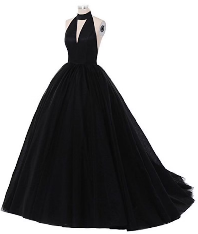 Prom Dresses Backless Black Tulle Long Evening Dress, Sexy Backless Prom Dress, Black Prom Gown