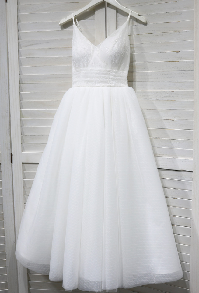Prom Dresses Spaghettis Trap Wedding Dress,white Bridsmaids Dress,simple Prom Dress