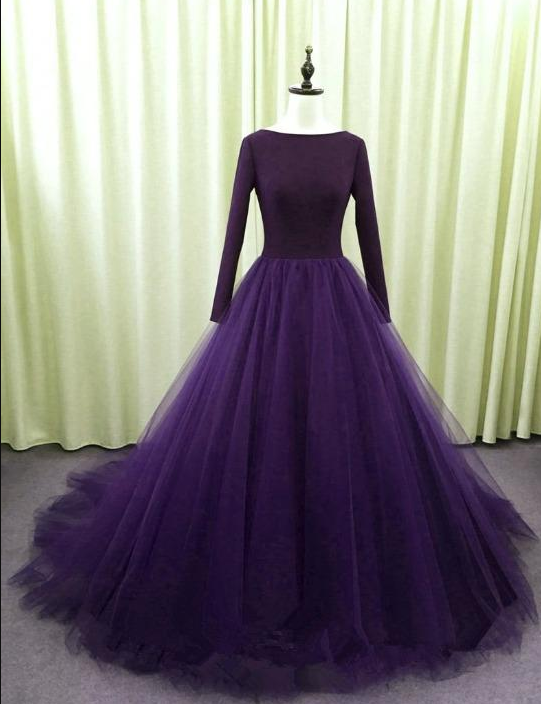 Gorgeous Spandex And Tulle Ball Gown Evening Dress, Purple Party Dress