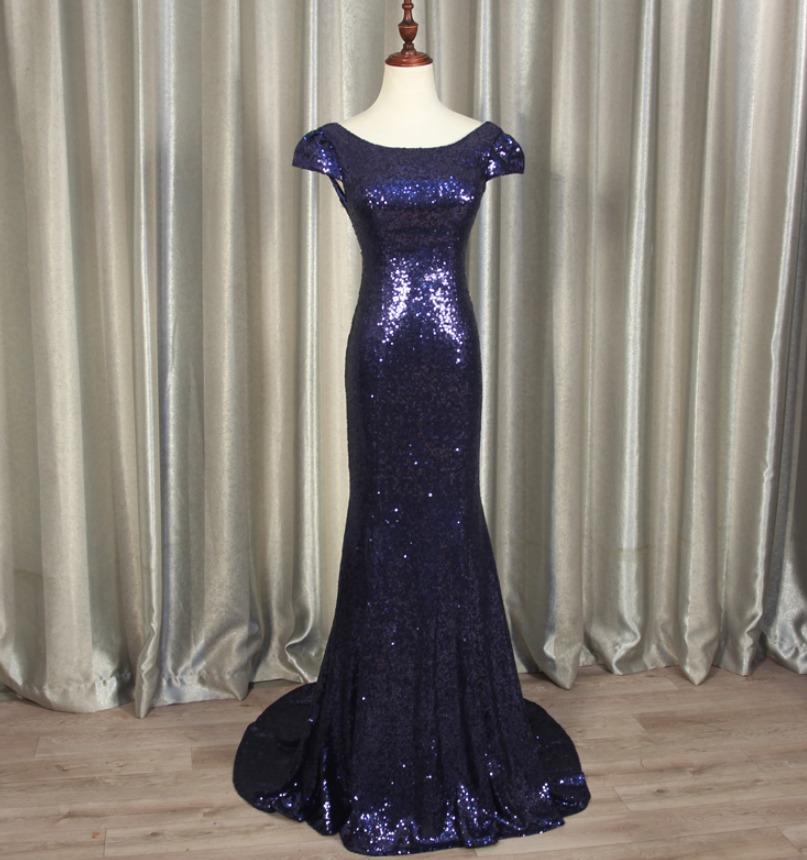 Beautiful Blue Sequins Mermaid Party Dress, Formal Dress
