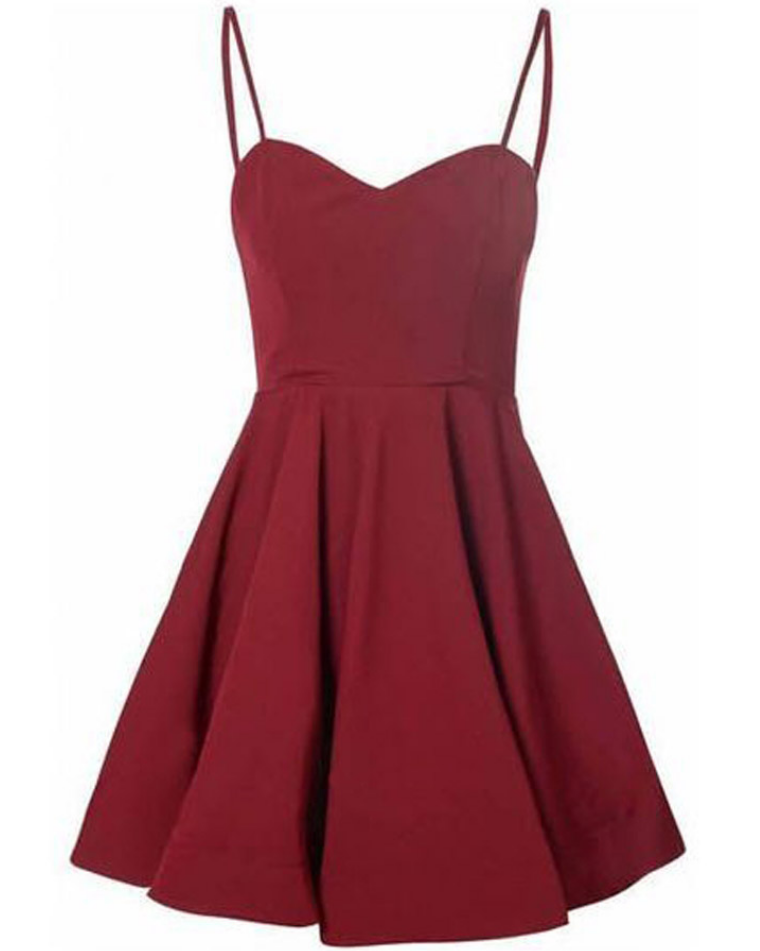 Homecoming Dresses Spaghetti Strap Short Homecoming Dress, Burgundy Mini Short Prom Dresses, A Line Satin Homecoming Gown