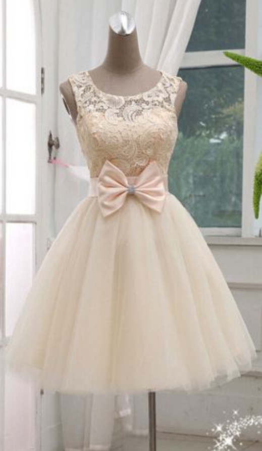 Lace Prom Dress,illusion Prom Dress,bowknot Prom Dress,fashion Bridesmaid Dress,sexy Party Dress, Style Evening Dress