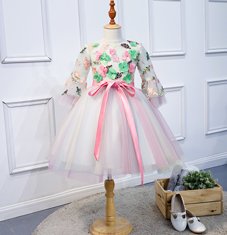 Girl Fancy Dress, Runway Princess Dress, Bouffant Gauze Hostess/piano Dress, Children's Wedding Dress