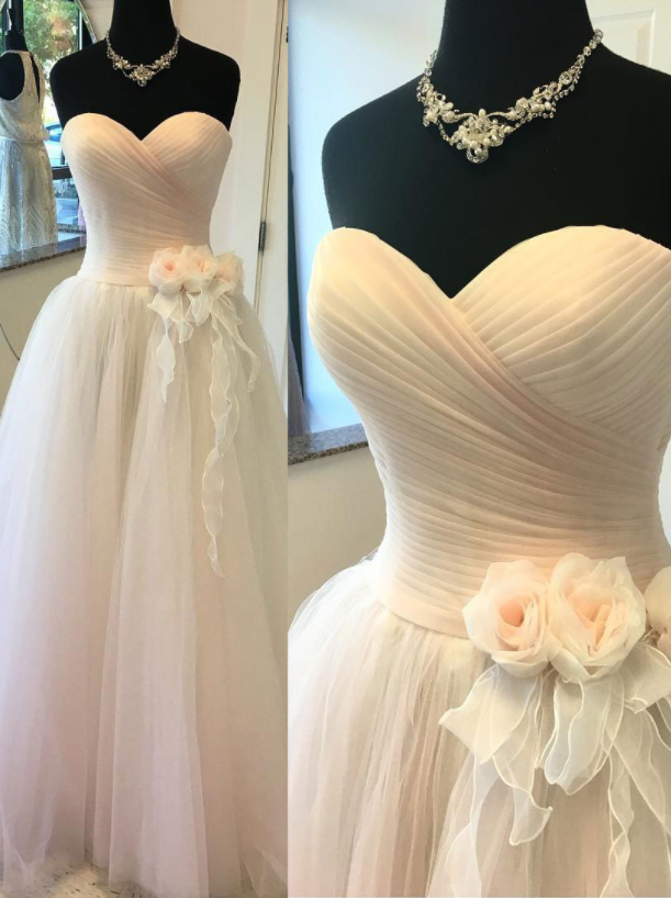 A- Line Princess Sweetheart Neck Strapless Bridal Dresses