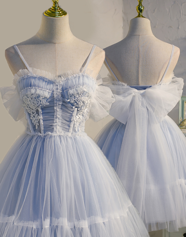 Sky Blue Dream Dress Gauze Dress Bow Fairy Sweet Princess Dress Birthday Party Small Man