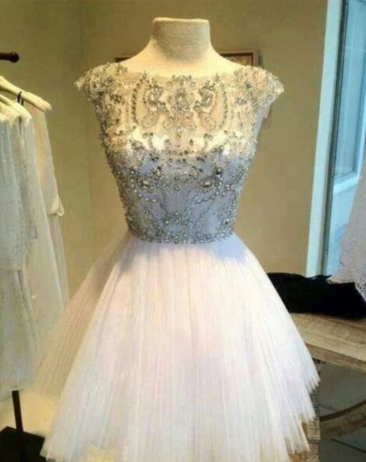 Short Prom Dress,tulle Prom Dress,crystal Prom Dress,charming Prom Dress