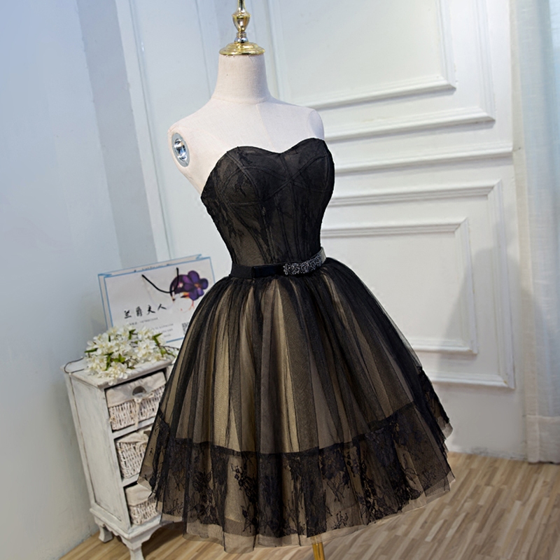 Black Evening Dress Annual Style Banquet Noble Sexy Elegant Yuan Yuan Short Pompous Skirt Princess Sweet Show Thin