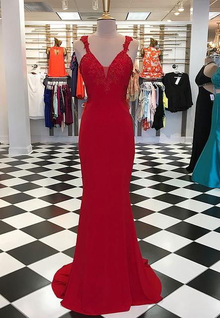 Mermaid Long Prom Dresses With Appliques And Beading,formal Dress,dance Dresses