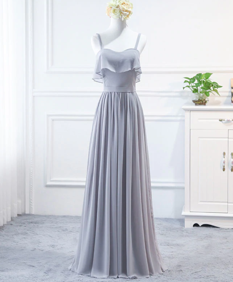 Prom Dresses, Simple Sweet Neck Chiffon Long Prom Dress, Bridesmaid Dress