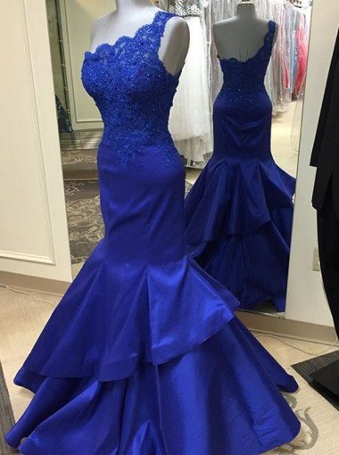 One Shoulder Lace Mermaid A-line Prom Dresses,long Prom Dresses, Prom Dresses, Evening Dress Prom Gowns, Formal Women Dress,prom Dress