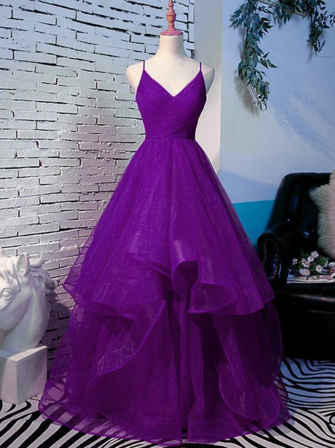 Prom Dresses A Linie Spaghettiträger Lang Tulle Prom Dress