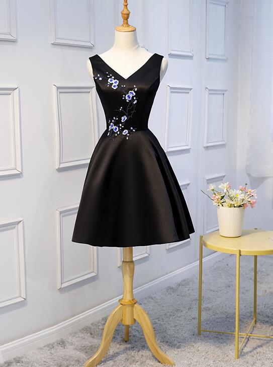 Homecoming Dresses, Black Prom Dresses, V-neckline Formal Dresses