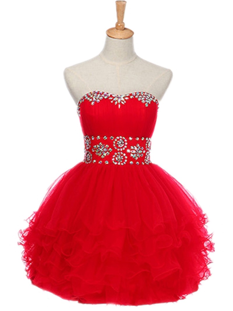Gorgeous Rhinestone Embellished Sweetheart Short Party Dress, Short Prom Dress